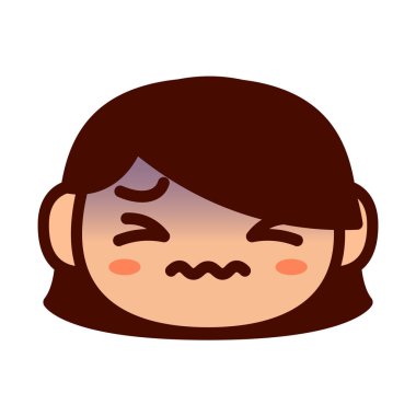 Baş ağrısı Ile karikatür sevimli emoji karakter