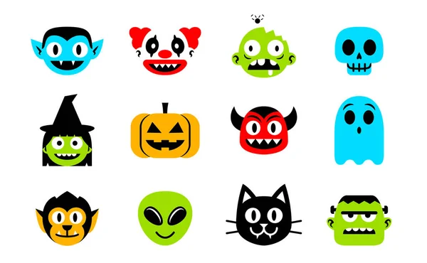 Cartoon set van Halloween monsters geïsoleerd — Stockvector