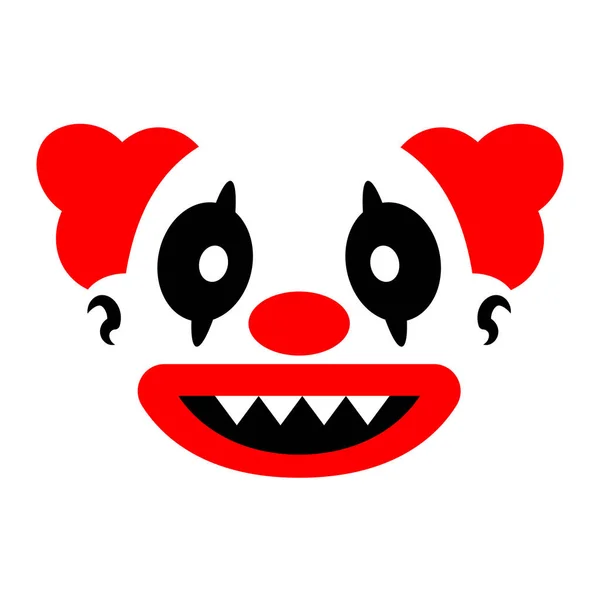 Cartoon evil clown gezicht geïsoleerd op witte achtergrond — Stockvector