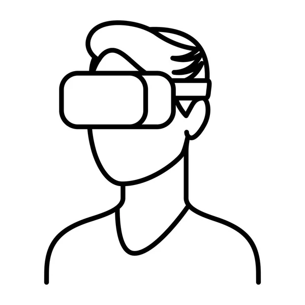 Carácter usando el dispositivo de realidad virtual aislado — Vector de stock