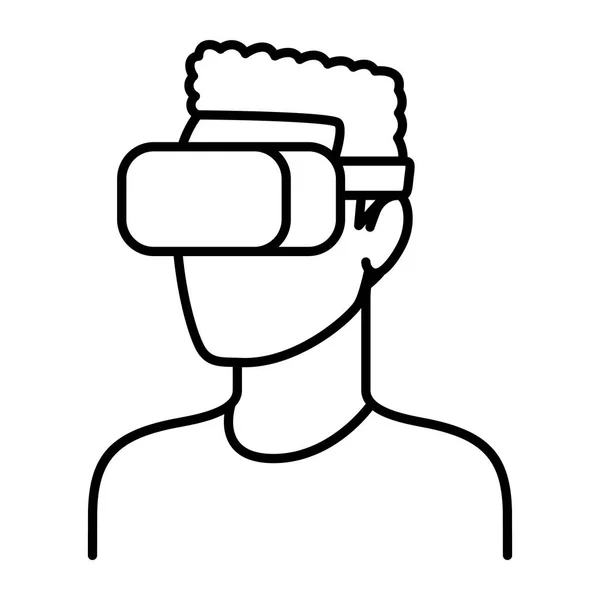 Carácter usando el dispositivo de realidad virtual aislado — Vector de stock