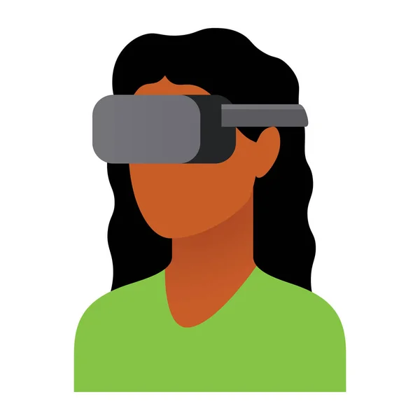 Carácter usando el dispositivo de realidad virtual aislado — Vector de stock