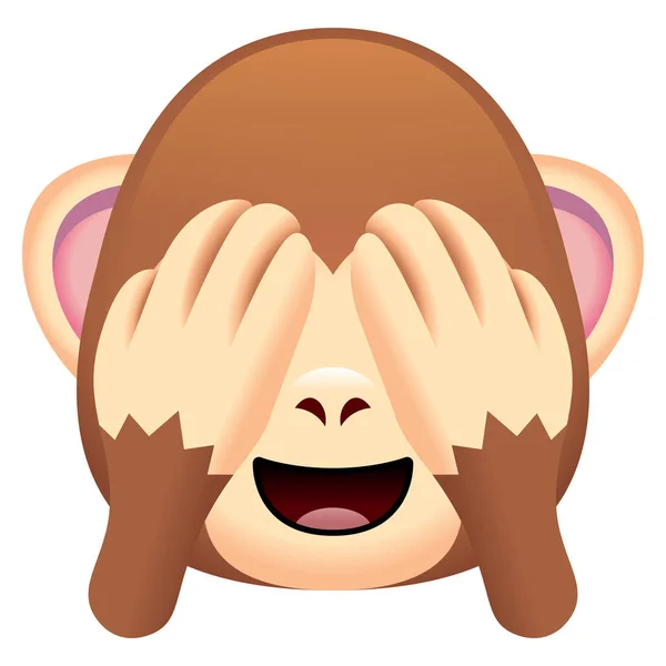 Cara de macaco bonito dos desenhos animados isolado no fundo branco — Vetor de Stock