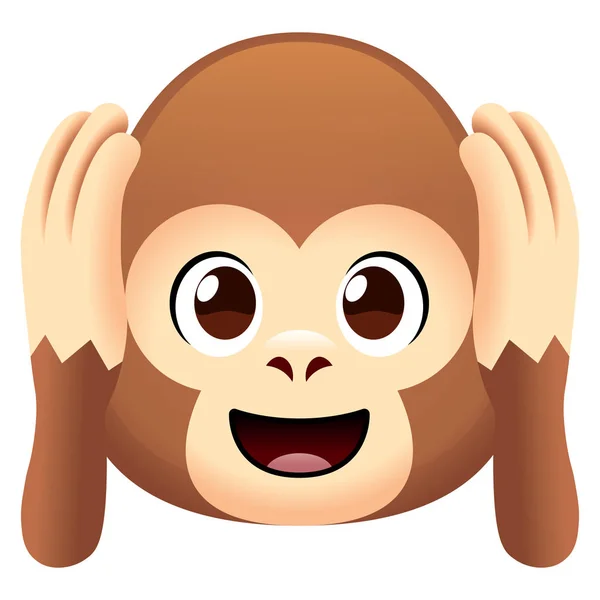 Aranyos Monkey Face izolált fehér háttér — Stock Vector