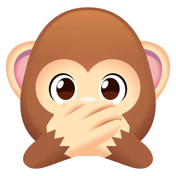 孤立在白色背景上的卡通可爱的猴子脸 — 图库矢量图片