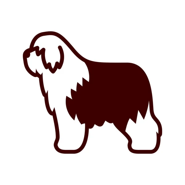 Bobtail hond icoon geïsoleerd op witte achtergrond — Stockvector