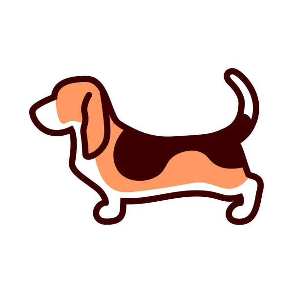 Basset Hound Dog Icon isolado em fundo branco — Vetor de Stock