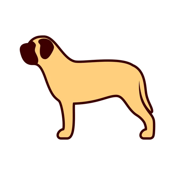 Ícone de cão mastim Inglês isolado em fundo branco — Vetor de Stock