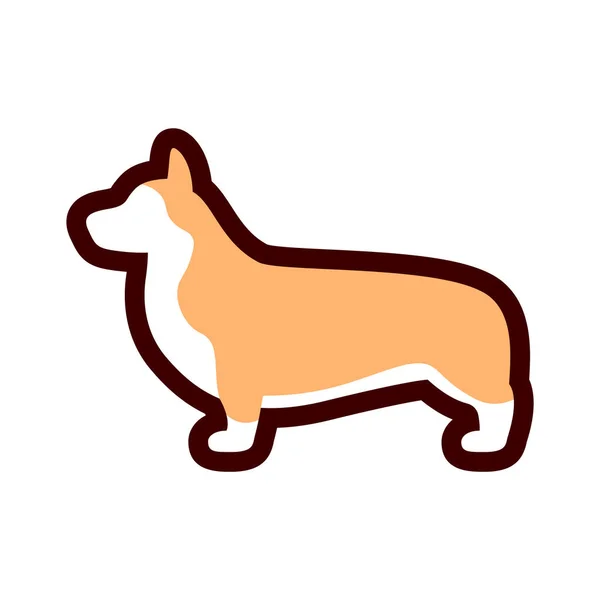 Icono de perro Corgi aislado sobre fondo blanco — Vector de stock