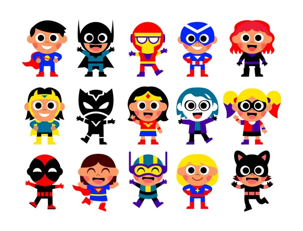 Conjunto de personajes cómicos aislados sobre fondo blanco — Vector de stock