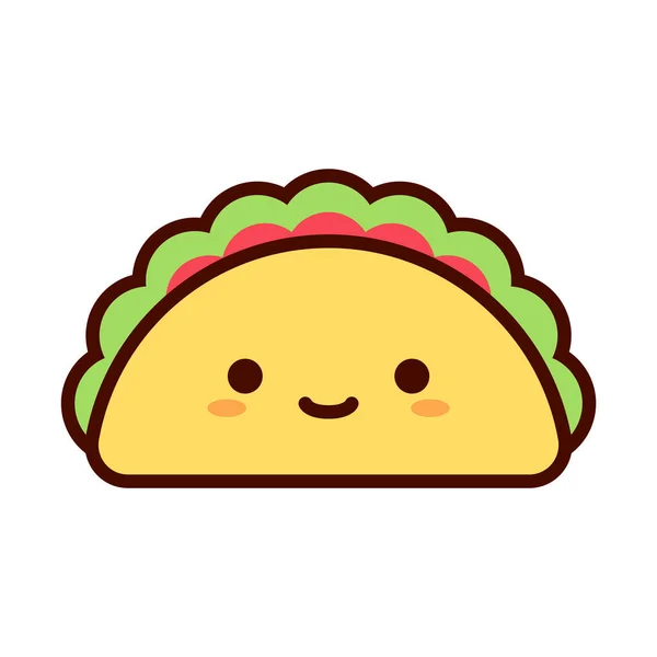 Ícone de Taco feliz bonito dos desenhos animados isolado — Vetor de Stock