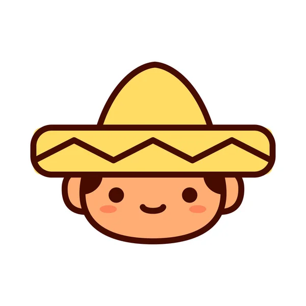 Desenhos animados bonito feliz mexicano menino ícone isolado — Vetor de Stock