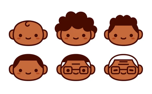 Conjunto de dibujos animados de iconos de personas de diferentes edades — Vector de stock