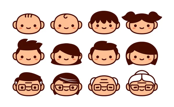 Мультфильм "Иконы людей разных возрастов" — стоковый вектор