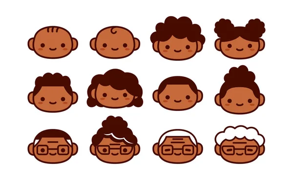 Conjunto de desenhos animados de ícones de pessoas de diferentes idades —  Vetores de Stock