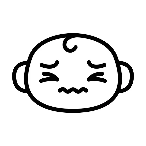 Tecknad söt Emoji karaktär med huvudvärk — Stock vektor