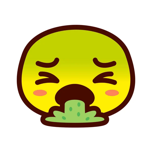 Cartoon Emoji personaggio vomitare isolato su sfondo bianco — Vettoriale Stock