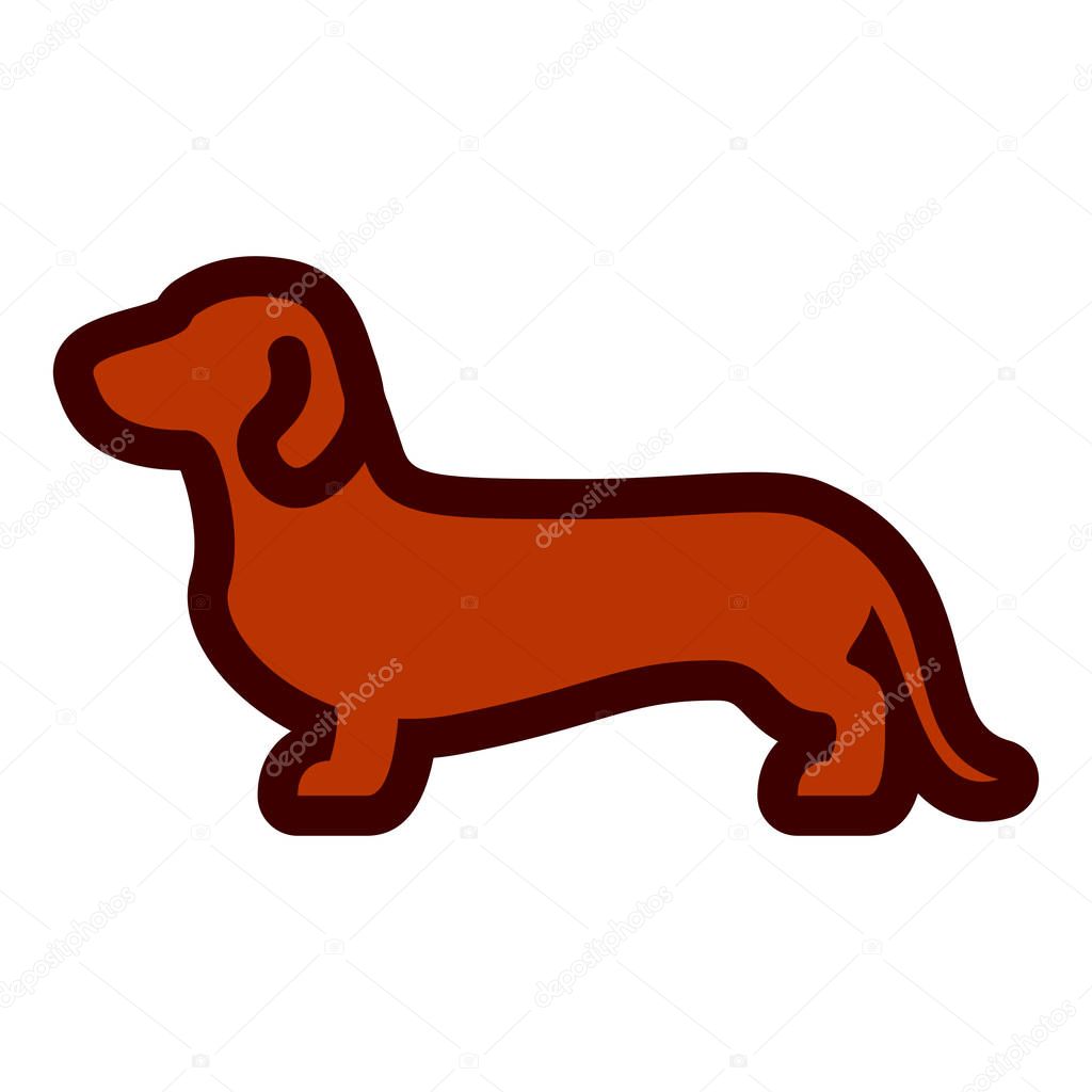 Daschund Dog Icon Isolated On White Background