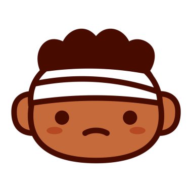 Bandajlı kafa Ile karikatür sevimli emoji karakter