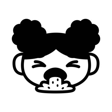 Beyaz arka planda Izole puking karikatür emoji karakter