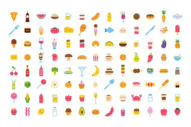 Vektör karikatür gıda Icon Set