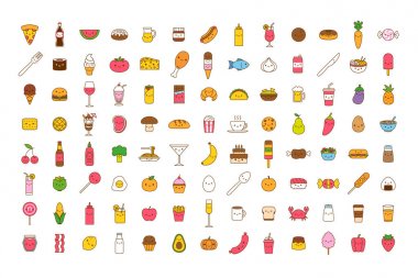 Vektör karikatür gıda Icon Set