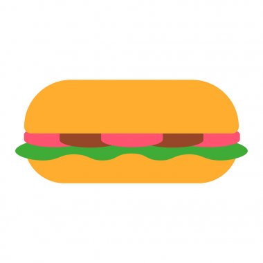 Karikatür sandviç simge beyaz arka planda Izole