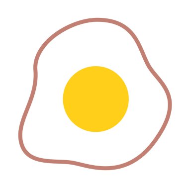 Karikatür kızarmış yumurta simgesi beyaz arka planda Izole