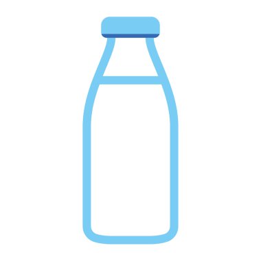 Karikatür sevimli süt şişe beyaz arka planda Izole