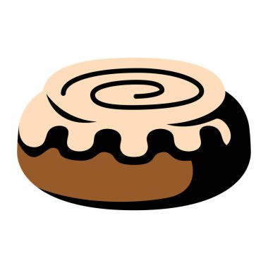 Karikatür tarçın rulo simgesi beyaz arka planda Izole