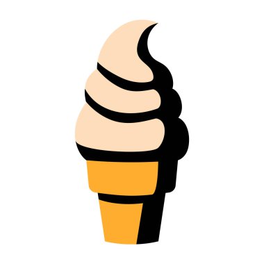 Karikatür dondurma simgesi beyaz arka planda Izole