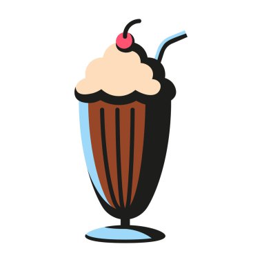 Karikatür milkshake simgesi beyaz arka planda Izole