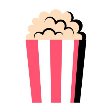 Karikatür Popcorn Icon beyaz arka planda Izole