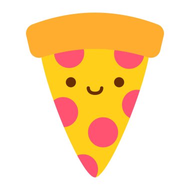 Karikatür pizza simgesi beyaz arka planda Izole