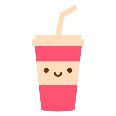 Karikatür soda fincan simgesi beyaz arka planda Izole