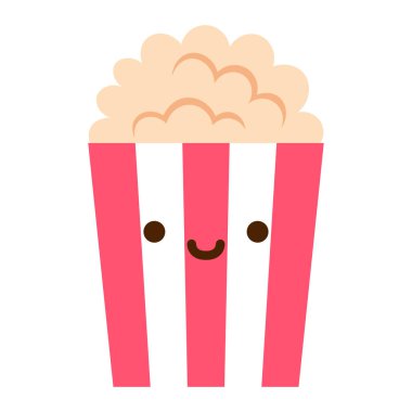 Karikatür sevimli Popcorn Icon beyaz arka planda Izole