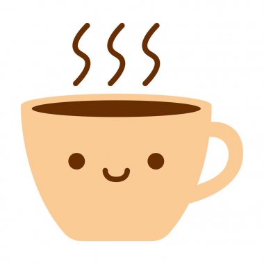 Karikatür sevimli fincan simge beyaz arka planda Izole