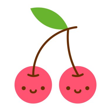 Karikatür sevimli kiraz simge beyaz arka planda Izole