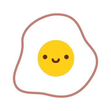 Karikatür kızarmış yumurta simgesi beyaz arka planda Izole