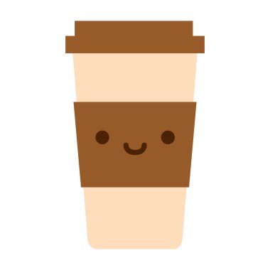 Karikatür sevimli kahve fincan simgesi beyaz arka planda Izole