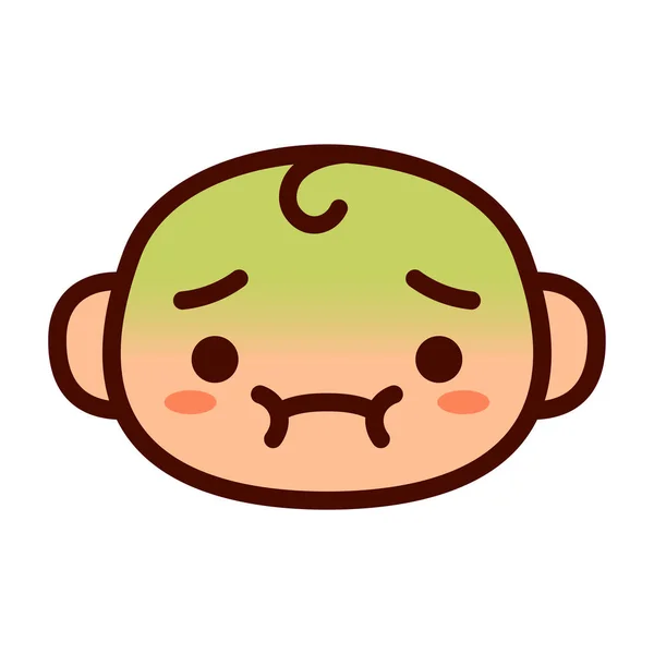Personagem bonito de Emoji dos desenhos animados com náuseas — Vetor de Stock