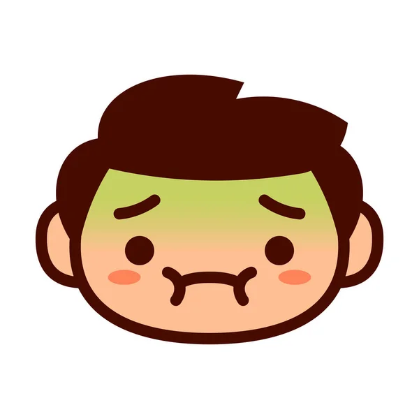 Personaje Emoji lindo de dibujos animados con náuseas — Vector de stock