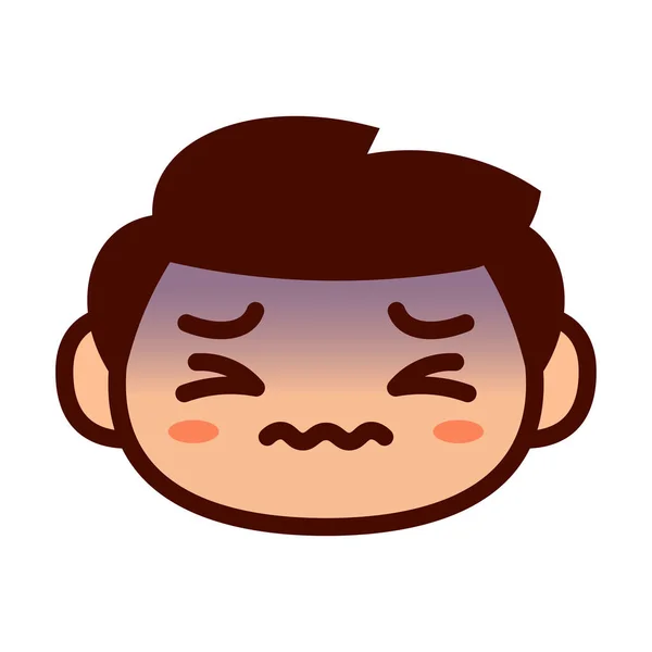 Personagem bonito de Emoji dos desenhos animados com dor de cabeça — Vetor de Stock