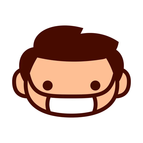 Cartone animato Carino personaggio Emoji con maschera medica — Vettoriale Stock