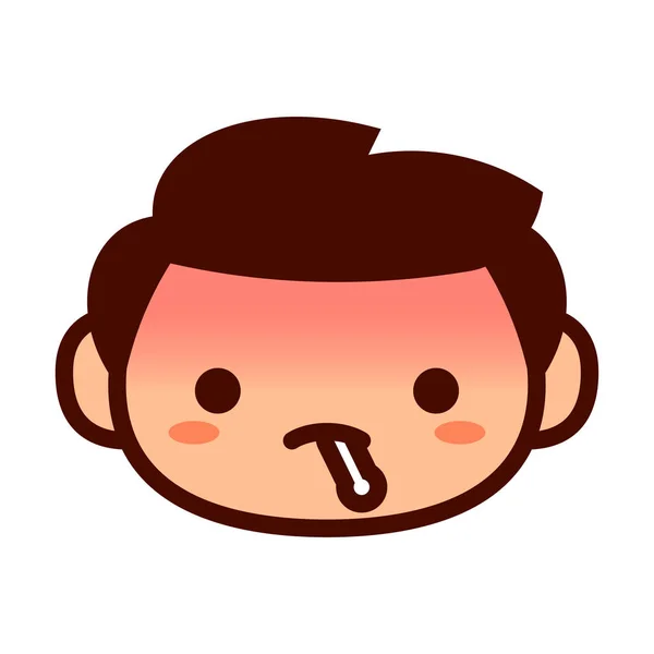 Cartone animato Carino personaggio Emoji con termometro — Vettoriale Stock