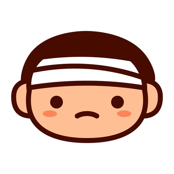 Cartoon Carino personaggio Emoji con testa fasciata — Vettoriale Stock