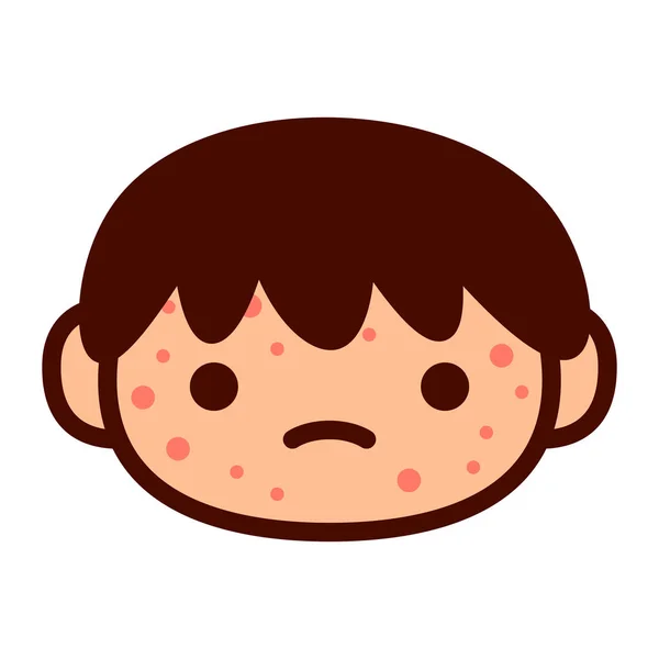 Cartone animato Carino personaggio Emoji con varicella — Vettoriale Stock