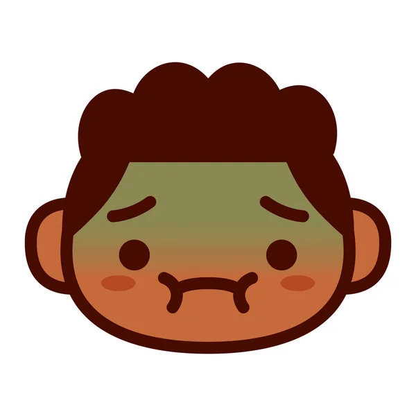 Personaje Emoji lindo de dibujos animados con náuseas — Vector de stock