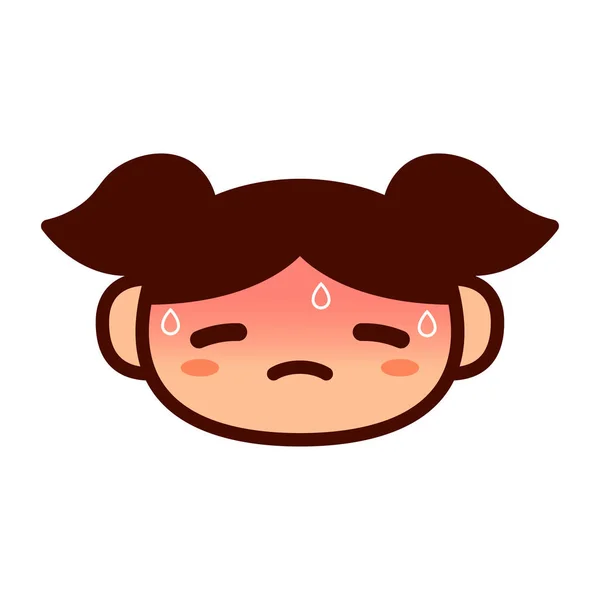 Dibujos animados lindo emoji carácter cabeza sudoración — Vector de stock