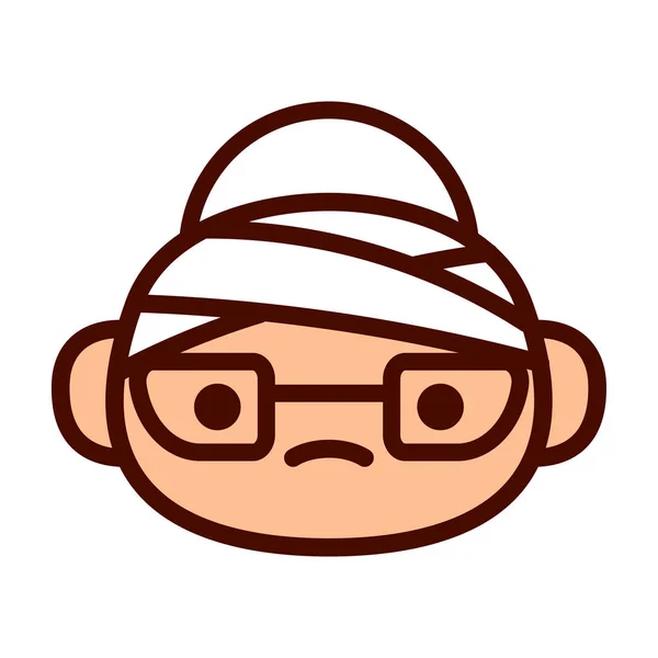 Personagem bonito de Emoji dos desenhos animados com cabeça atada — Vetor de Stock